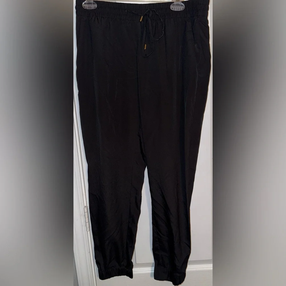 Michael Kors Black Jogger Pants Drawstring Elastic Waist Pockets Size 8